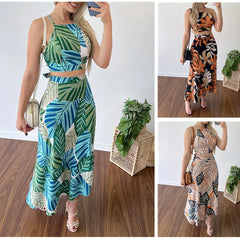 Lizakosht Summer Women Elegant New Short Vest High Waist Skirt Two Piece Skirt Set Midi Skirt Bodycon Sexy Streetwear Woman Set Skirt