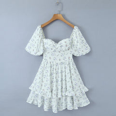 Lizakosht Women Puffy Skirt Spring And Autumn Bandeau Tighten Waist Decoration Puff Sleeves Pleated Skirt For Women Dress Women Clothes