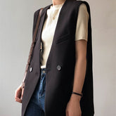 Blazers Vest Women 2022 Autumn Loose Work Wear Streetwear New Casual Office Lady Stylish Slim-Fit OL Sleeveless Coats