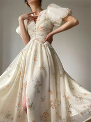 Lizakosht Midi Dress Women Summer New Fashion Elegant Casual Slim Vestidos Evening Party Korean Print Dresses Female Vintage Clothes