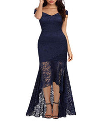 Lizakosht Women's New Off-Shoulder Lace Long Sheath Hem Swallow Tail Sexy Party Dresses Female Sleeveless Bodycon Dress Mujer Vestido