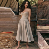 Lizakosht Sexy V-neck Suspender Long Skirt Waist Slim Backless Dress