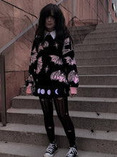 Gothic Y2K Bat Graphics Pink Sweaters Fairy Grunge Mall Winter Aesthetic Pink Black Pullover Harajuku Long Sleeve Knitting Tops