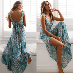 Lizakosht Women's Spring and Summer Sexy Strap Tied Split Party Dresses Mujer Vestido