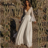 Lizakosht Fitshinling Backless Lace Long Dress Autumn 2022 V Neck Sexy Hot Bohemian Maxi Dresses For Women Flare Sleeve White Pareos Sale