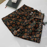 Vintage Floral Denim Shorts Women Summer 2022 Double Buttons High Waist Short Pants Female Casual Loose Wide Leg Shorts