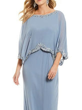 Sky Blue Mother of the Bride Dresses Jewel Neck Wedding Guest Suits With Appliques 2 Pcs Party Evening Dress Mother Suit Custom