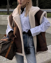 Lizakosht Fur Jacket Women New Suede Lamb Hair Lapel Handsome Fur One Loose Vest Jacket Autumn Winter