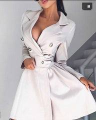 Lizakosht New Double-breasted Waist Sexy Fashion Coat Windbreaker Coat Office Style