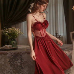 Lizakosht Victorian Night Pajamas Sets Women Sexy Wedding Bride Robe Lace Sleepwear Backless Lingerie Night Camisolas Nightwear Summer