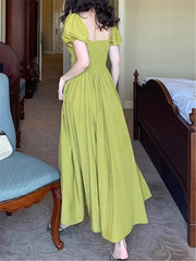 Lizakosht Midi Dress Women Summer New Fashion Elegant Casual Evening Party Korean Dresses Vintage Clothes Female Slim Vestidos