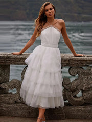 Lizakosht Elegant White Layered Hem Women's Halter Dress Fashion Backless Sleeveless A-line Dresses Female Solid Wedding Party Robe