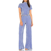 Lizakosht 2 Piece Sets Women Outfits Autumn Short Sleeve Shirts Tops And Wide Legs Pants Femme High Street Matching Sets