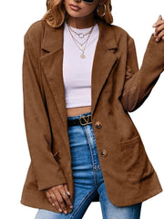 Lizakosht Casual Corduroy single-breasted Small Suit Commuter Trench Coat Female Fashion Casual Blazer Coat