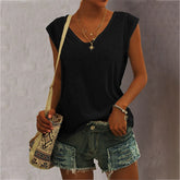 Lizakosht Summer Solid Color Women Top Large Size Casual Sexy Camisole Tanks Top V-neck Simple Loose Sleeveless T-shirts Vest Ropa Mujer