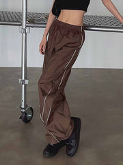 Lizakosht Wide Leg Pants Casual Sweatpants Baggy PantsSlim Fit Solid Trousers Fashion Gyarus Middle Waist Summer Clothes for Women