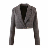 Lizakosht Plaid Vintage Blazer Skirt 2 Piece Sets Womens Outfits Super Mini Skirt Suits Women Harajuku Style Retro Sets Outfits