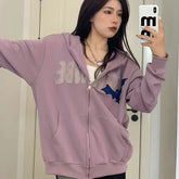 New streetwear fashion Retro hoodie women skull embroidery hooded cardigan sweatshirt man hiphop couple loose casual jacket ins