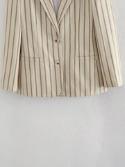 Lizakosht Fashion Striped Women's Blazers Female Chic Single-breasted Blazer Suits Ladies Notched Collar Elegant Blazer Coat