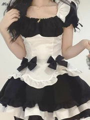 Lizakosht Lolita Kawaii Dress Women New Bow Sexy Party Mini Dresses Female Maid Cosplay Costume Animation Show Japanese Outfit Dress