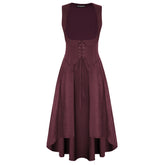 Lizakosht Women Renaissance Lace Up Vest Dress Sleeveless U-Neck High-Low Hem Mini Dress Cottagecore Sleeveless Sweetheart Dresses A30