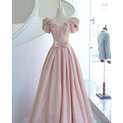 Pink Satin Prom Dresses 2022 Luxury Elegant Square Neck A-Line Floor-Length Backless Long Women Evening Dresses With Train