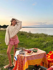 Lizakosht Solid Cable Knit O-neck Women's Crop Top Pullover Lantern Sleeve Loose Oversized Short Sweater Autumn Chic Casual Knitwears