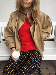 Lizakosht Solid Pocket Windbreaker Jacket Autumn Long Sleeve Fashion Elegant Office Lady Outerwear Vintage Designer Women's Short Jackets