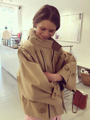 Lizakosht Solid Pocket Windbreaker Jacket Autumn Long Sleeve Fashion Elegant Office Lady Outerwear Vintage Designer Women's Short Jackets