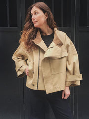 Lizakosht Solid Pocket Windbreaker Jacket Autumn Long Sleeve Fashion Elegant Office Lady Outerwear Vintage Designer Women's Short Jackets