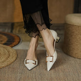 Lizakosht Women Shoes Fashion Pointed Toe Low Heel Pumps Shoes for Women Zapatos De Mujer Full Leather Sandals