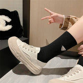 Lizakosht Spring Autumn Women Pumps Mixed Color Casual Shoes Woman Flat Shoes for Women Round Toe Platform Shoes Lace Small White Shoes