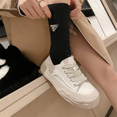 Lizakosht Spring Autumn Women Pumps Mixed Color Casual Shoes Woman Flat Shoes for Women Round Toe Platform Shoes Lace Small White Shoes