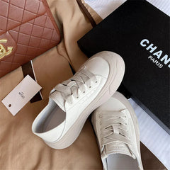 Lizakosht Spring Autumn Women Pumps Mixed Color Casual Shoes Woman Flat Shoes for Women Round Toe Platform Shoes Lace Small White Shoes