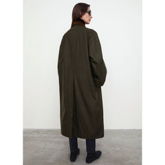 Lizakosht autumn and winter new lapel single button silhouette army green long coat coat