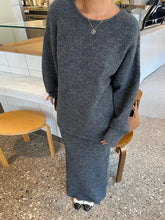 Lizakosht Vintage Women Autumn Knit Backless Top Pullover Skirt Set Long Sleeve Loose Oversize O-neck Top 2 Pcs Set Chic Casual Streetwear