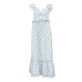 Lizakosht Women Sexy Loose Print Summer Dress Lady Fashion V-Neck Sleeveless Ankle-Length Dress Elegant Holiday Ruffle Dresses