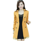 New Basic Jacket Women Fashion Loose Winter Warm Long Sleeve Button Lace Jacket Coat With Belt Lady Elegant Windbreaker