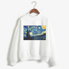 Van Gogh Print Long Sleeve Hoodies Fashion Women Clothes Femme 2021 Winter Cute Casual Sweatshirt
