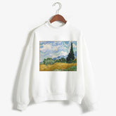 Van Gogh Print Long Sleeve Hoodies Fashion Women Clothes Femme 2021 Winter Cute Casual Sweatshirt