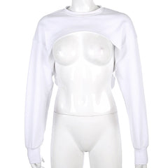 SEASONS Cropped Streetwear O-neck Loose Sweatshirt Solid Fashion Long Sleeve Hoodie Crop Top 2021 Spring Summer ASTS80301