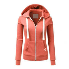 Casual Hoodies Women Autumn Winter Outdoor Sport Solid Color Long Sleeve Hoodies Pockets Zipper Sports Coat Top-s Hoodie Women