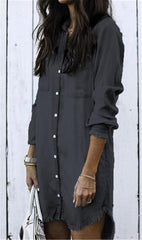 New 2021 Fashion Women Denim Shirt Vintage Blue Jean Blouses Casual Long Sleeve Ladies Tops Blouse Femme