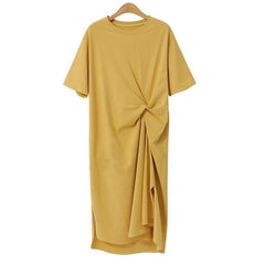 Summer Dress Casual 2021 Black Shirt Dress Midi Women Korean Style Clothes Side Split Ladies 4XL Plus size Short sleeve