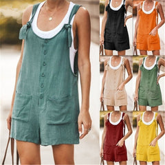 Large Size V Neck Strap Sexy Sleeveless Fashion Loose Casual Rompers Womens Jumpsuit Skinny New Summer Pockets Slim Playsuit Hot