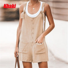 Large Size V Neck Strap Sexy Sleeveless Fashion Loose Casual Rompers Womens Jumpsuit Skinny New Summer Pockets Slim Playsuit Hot
