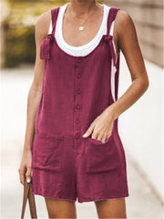 Large Size V Neck Strap Sexy Sleeveless Fashion Loose Casual Rompers Womens Jumpsuit Skinny New Summer Pockets Slim Playsuit Hot