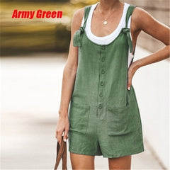 Large Size V Neck Strap Sexy Sleeveless Fashion Loose Casual Rompers Womens Jumpsuit Skinny New Summer Pockets Slim Playsuit Hot