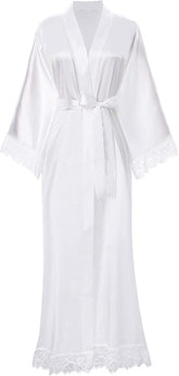 New Silk Satin Lace Robes Bridesmaid Bride Robes Wedding Long Robe Bathrobe Womens Robe Lingerie Robe