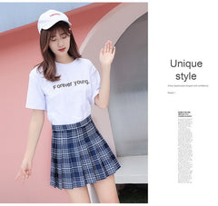 QRWR Summer Women Skirts 2021 New Korean High Waist Plaid Mini Skirt Women School Girls Sexy Cute Pleated Skirt with Zipper